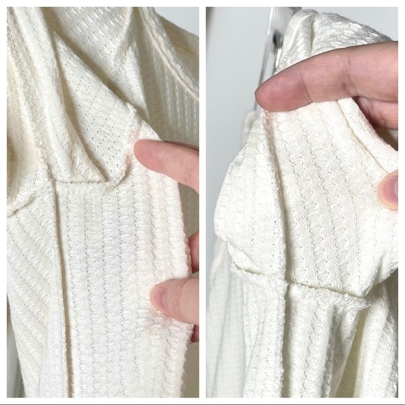 Chaser Long Sleeve Waffle Knit Top Small Cream - Picture 10 of 11